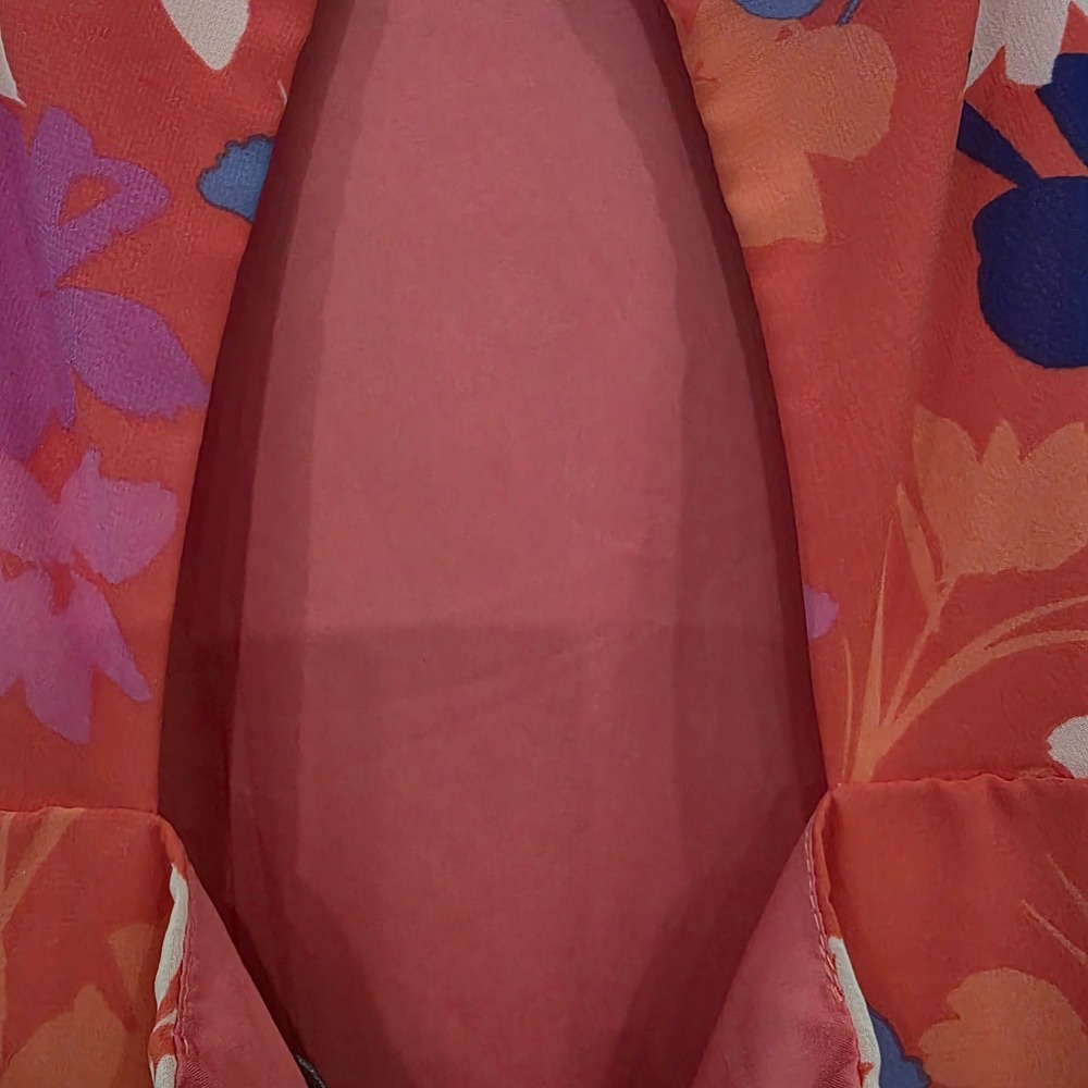 Floral High Neck High-Low Maxi Dress Pink Purple Sleeveless Halter Keyhole Back - Picture 8 of 10